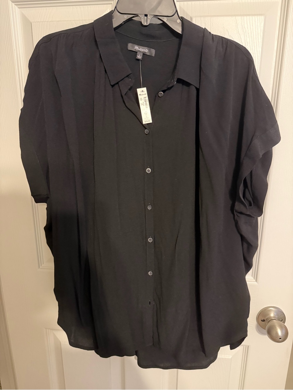 Madewell Black Short-Sleeve Button-Down Shirt